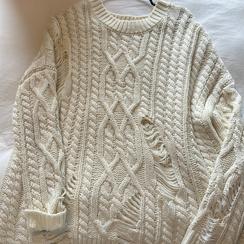 Cream J.O.A cable knit sweater. Never worn.
